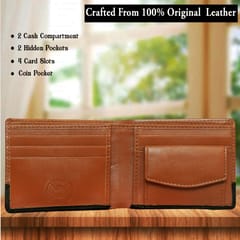 MATSS RFID Protected Tan-Black Original Leather Wallet For Men