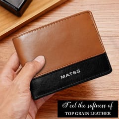 MATSS RFID Protected Tan-Black Original Leather Wallet For Men