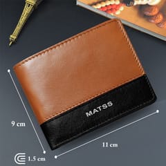 MATSS RFID Protected Tan-Black Original Leather Wallet For Men