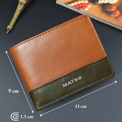 MATSS RFID Protected Tan-Olive Original Leather Wallet For Men