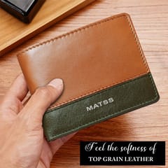 MATSS RFID Protected Tan-Olive Original Leather Wallet For Men