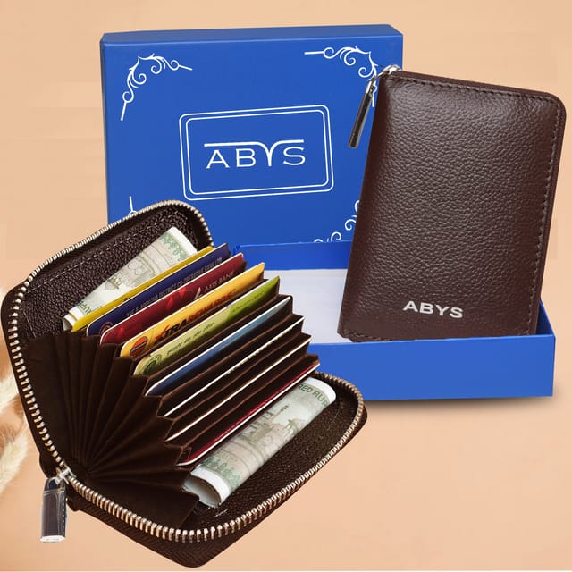 ABYS RFID Protected Leather 9 Slots Card Holder For Men & Women
