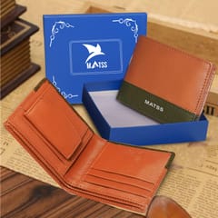MATSS RFID Protected Tan-Olive Original Leather Wallet For Men