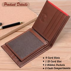 MATSS RFID Protected Metallic Logo ,ID Window Brown-Red Colour Leather Wallet For Men