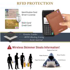 ABYS Premium Tan Suffiano Print Leather RFID Protected 7 Slots Card Holder