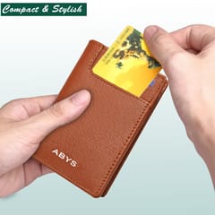 ABYS Premium Tan Suffiano Print Leather RFID Protected 7 Slots Card Holder