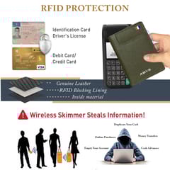 ABYS Premium Olive Suffiano Print Leather RFID Protected 7 Slots Card Holder For Men & Women