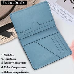 ABYS Suffiano Print Leather Sky Blue Passport Holder