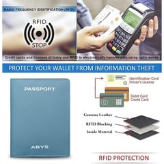 ABYS Suffiano Print Leather Sky Blue Passport Holder