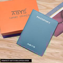 ABYS Suffiano Print Leather Sky Blue Passport Holder