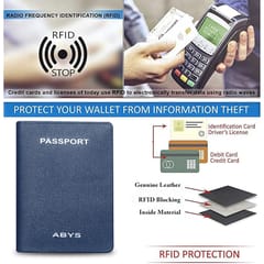 ABYS Suffiano Print Leather Blue Passport Holder
