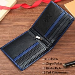 ABYS Genuine Leather Personalised Blue Wallet For Men