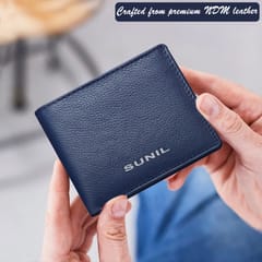 ABYS Genuine Leather Personalised Blue Wallet For Men
