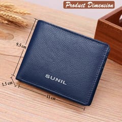 ABYS Genuine Leather Personalised Blue Wallet For Men