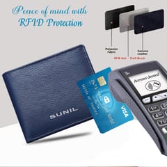 ABYS Genuine Leather Personalised Blue Wallet For Men