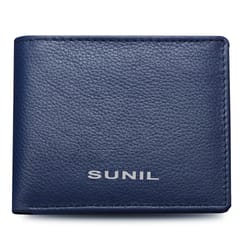 ABYS Genuine Leather Personalised Blue Wallet For Men