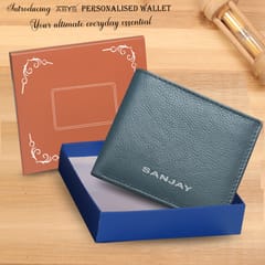ABYS Genuine Leather Personalised Grey Wallet For Men