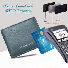 ABYS Genuine Leather Personalised Grey Wallet For Men