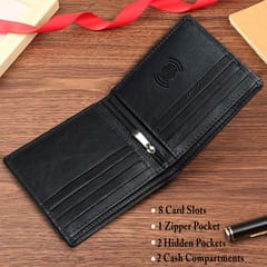 ABYS Genuine Leather Personalised Black Wallet For Men