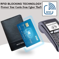 MATSS Genuine Leather RFID Protected Black Card Holder(Upto Hold 14 Cards)