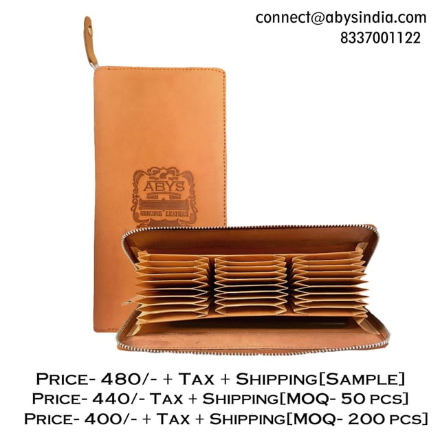 ABYS Genuine Leather 27 Slots Card Holder(Tan Hunter)