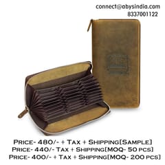 ABYS Genuine Leather Olive 27 Slots Card Holder
