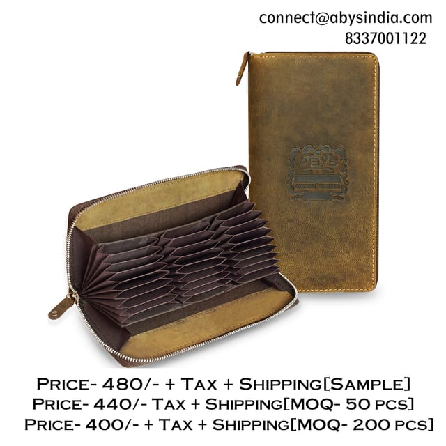 ABYS Genuine Leather Olive 27 Slots Card Holder