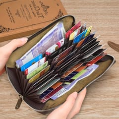 ABYS Genuine Leather Olive 27 Slots Card Holder