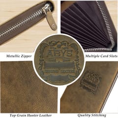 ABYS Genuine Leather Olive 27 Slots Card Holder