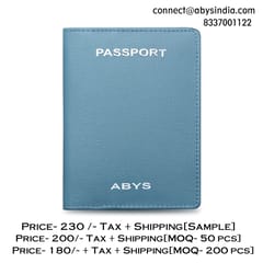 ABYS Suffiano Print Leather Sky Blue Passport Holder