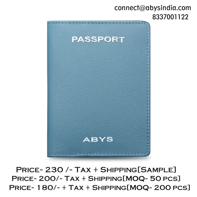 ABYS Suffiano Print Leather Sky Blue Passport Holder