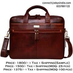 ABYS 14 Inches Genuine Leather Laptop/Macbook/Messenger Bag