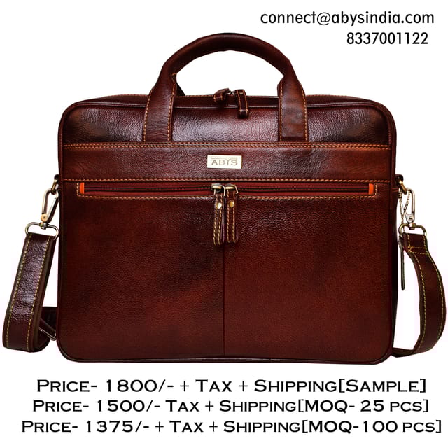 ABYS 14 Inches Genuine Leather Laptop/Macbook/Messenger Bag