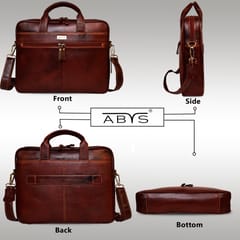ABYS 14 Inches Genuine Leather Laptop/Macbook/Messenger Bag