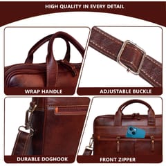 ABYS 14 Inches Genuine Leather Laptop/Macbook/Messenger Bag