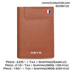 ABYS Premium Tan Suffiano Print Leather RFID Protected 7 Slots Card Holder
