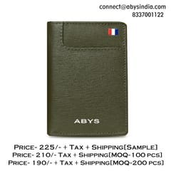 ABYS Premium Olive Suffiano Print Leather RFID Protected 7 Slots Card Holder For Men & Women