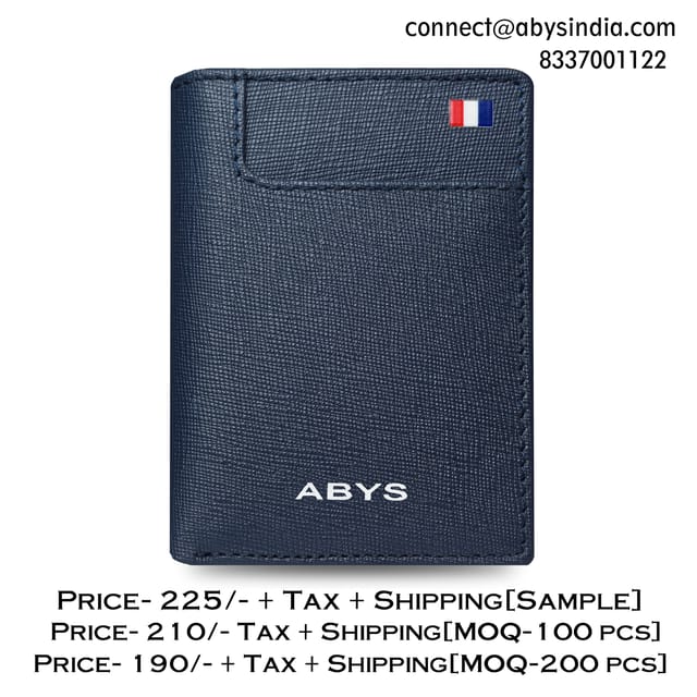 ABYS Premium Navy Suffiano Print Leather RFID Protected 7 Slots Card Holder