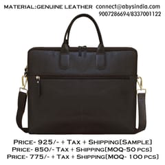 Upto 15.6 Inch Genuine Leather Coffee Laptop Bag