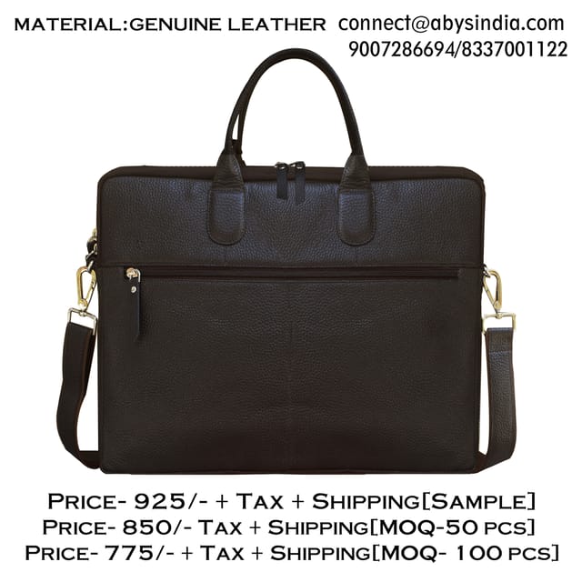 Upto 15.6 Inch Genuine Leather Coffee Laptop Bag