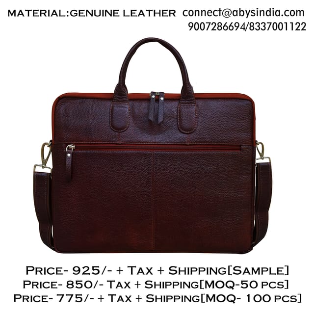 Upto 15.6 Inch Genuine Leather Brown Laptop Bag
