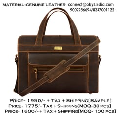 Premium Hunter Leather 14 Inch Laptop Bag