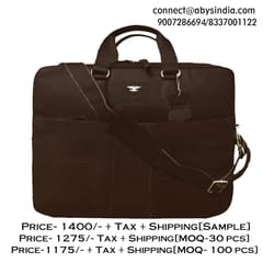 Genuine Leather 14 Inch Coffee Brown Laptop Bag