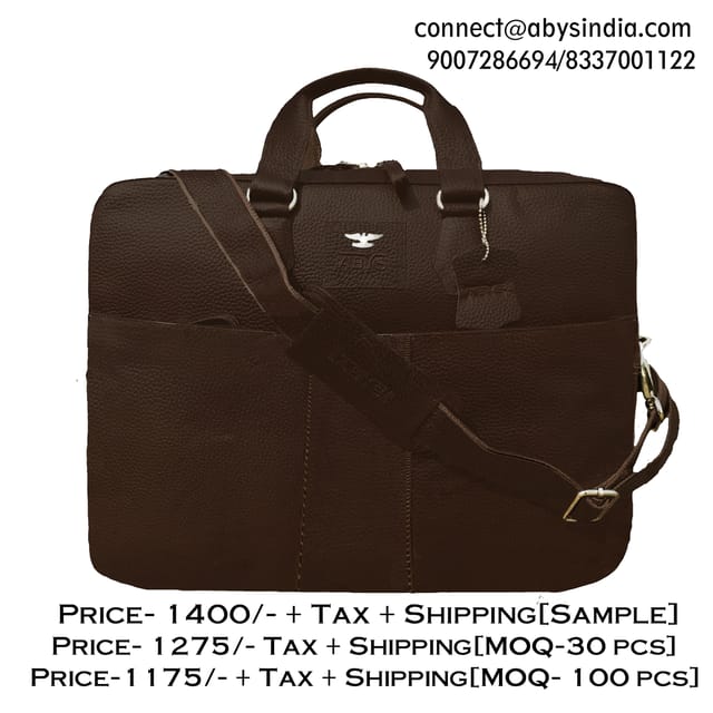 Genuine Leather 14 Inch Coffee Brown Laptop Bag
