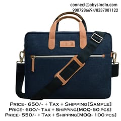 Denim & Leather 14 Inch Blue Laptop Bag