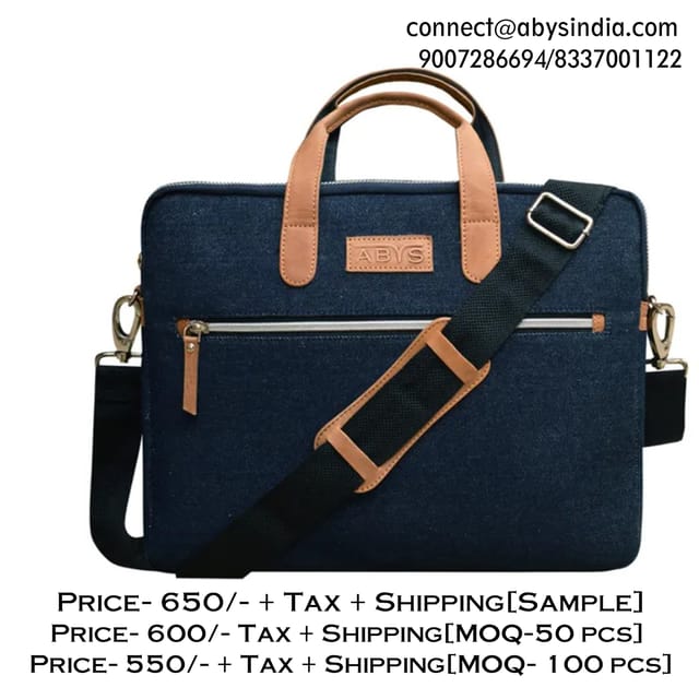 Denim & Leather 14 Inch Blue Laptop Bag