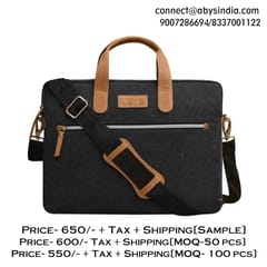 Denim & Leather 14 Inch Black Laptop Bag