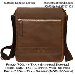 Genuine Leather Tan Colour Messenger Bag