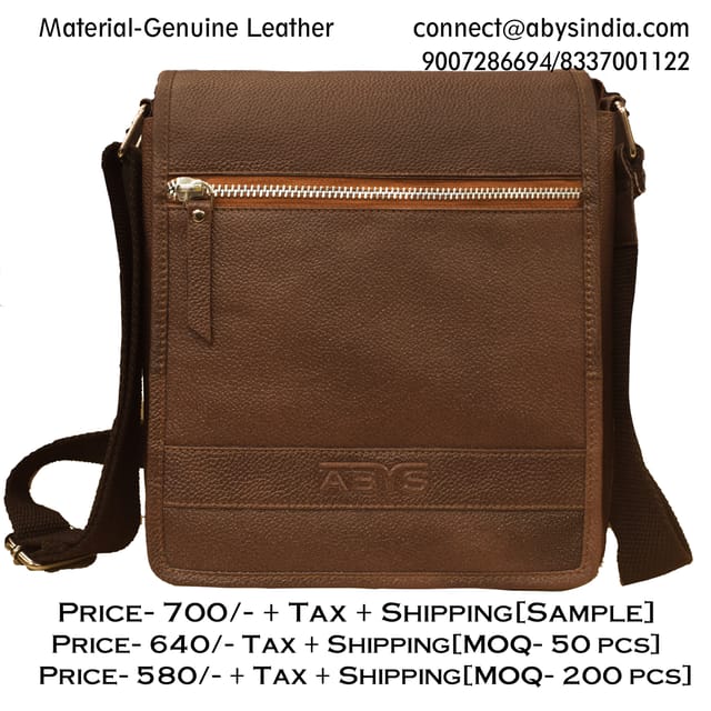 Genuine Leather Tan Colour Messenger Bag