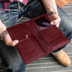 Genuine Leather Burgandy Colour Long Wallet